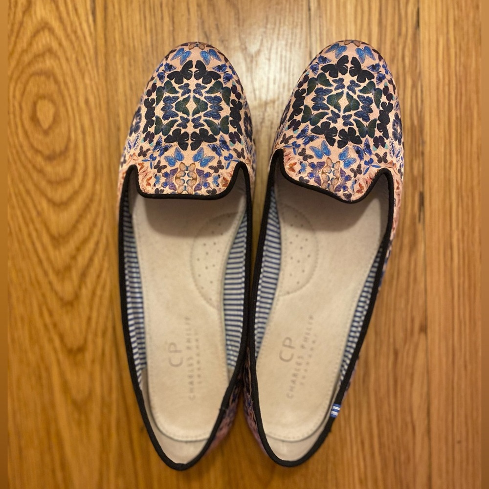 Charles Philip Shanghai flats, size 11 but fit a 10.